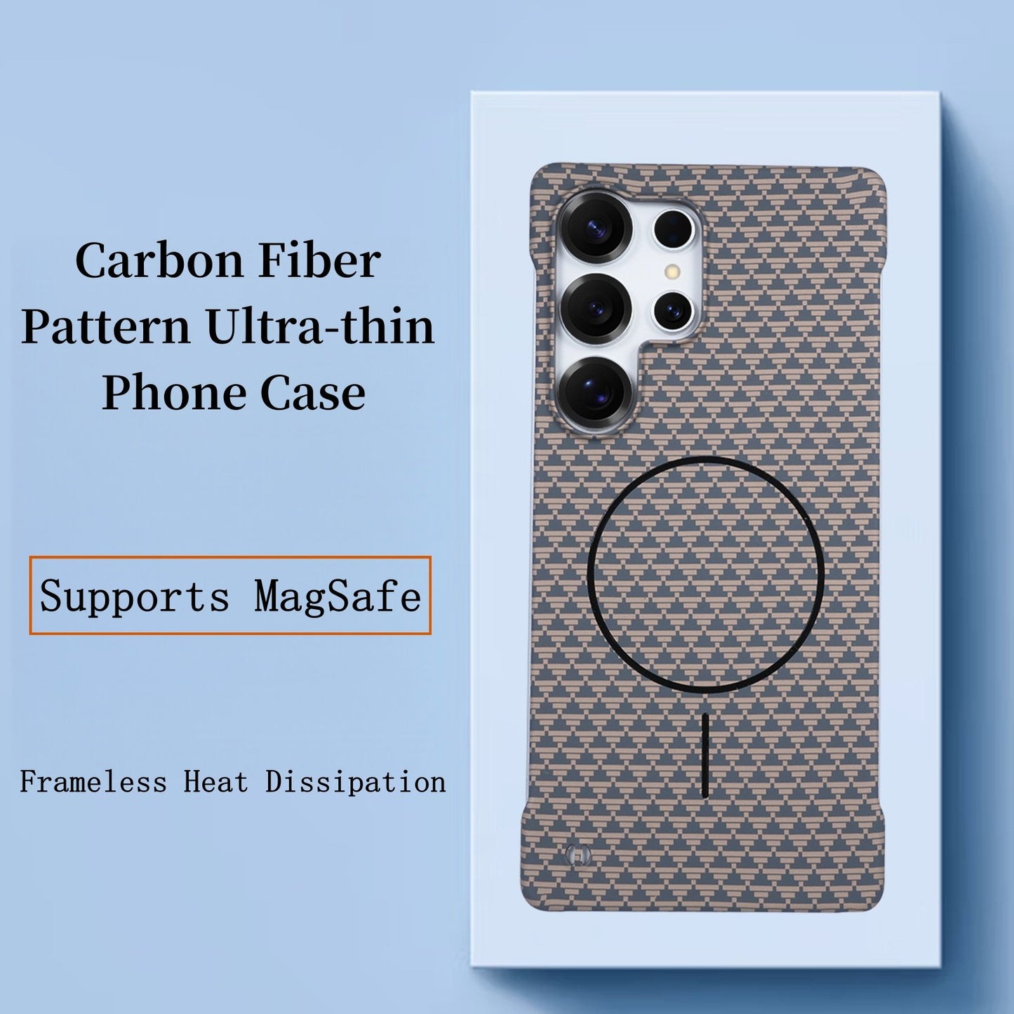 Ultra-Slim Carbon Fiber Texture MagSafe Case – Frameless & Washable Design