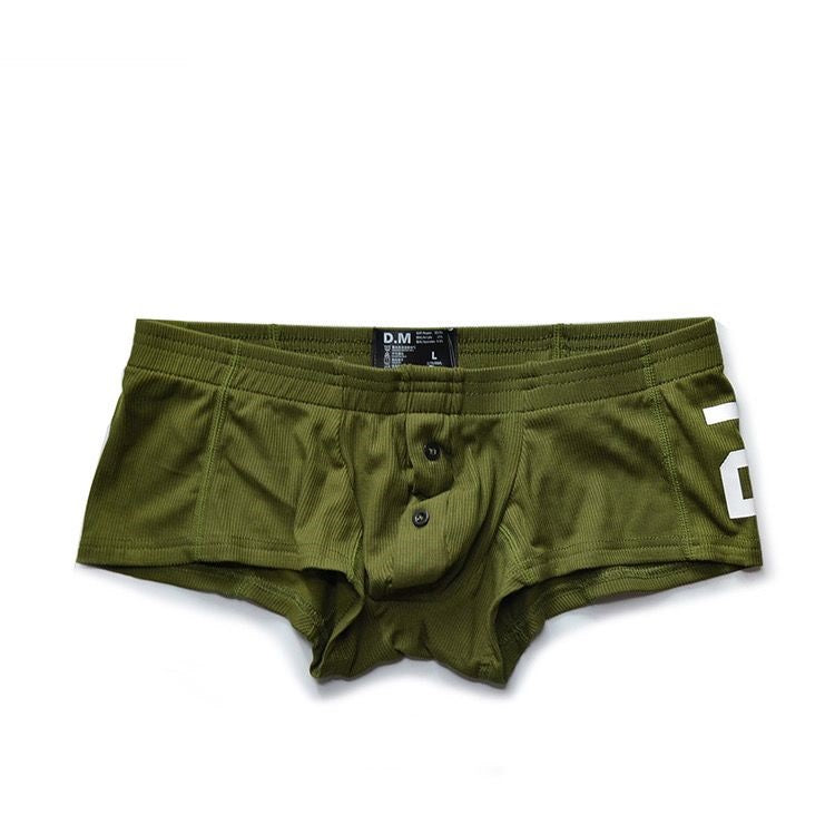 Men's sexy simple boxer briefs solid color button convex bag boxer briefs