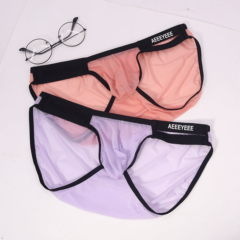 Men's Sexy Low Waist Ice Silk Ultra-Thin U-Shaped Convex Pouch Breathable Briefs