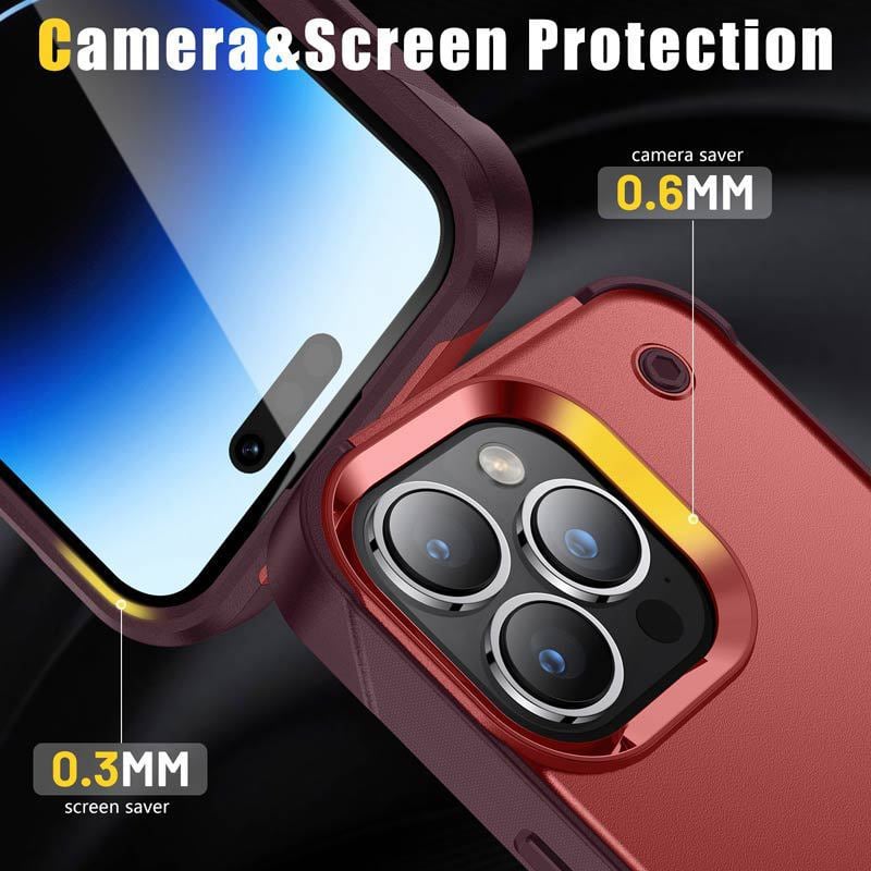 Premium Solid Color Phone Case with Built-in Stand, Enhanced Drop Protection & Raised Edges for Camera and Screen