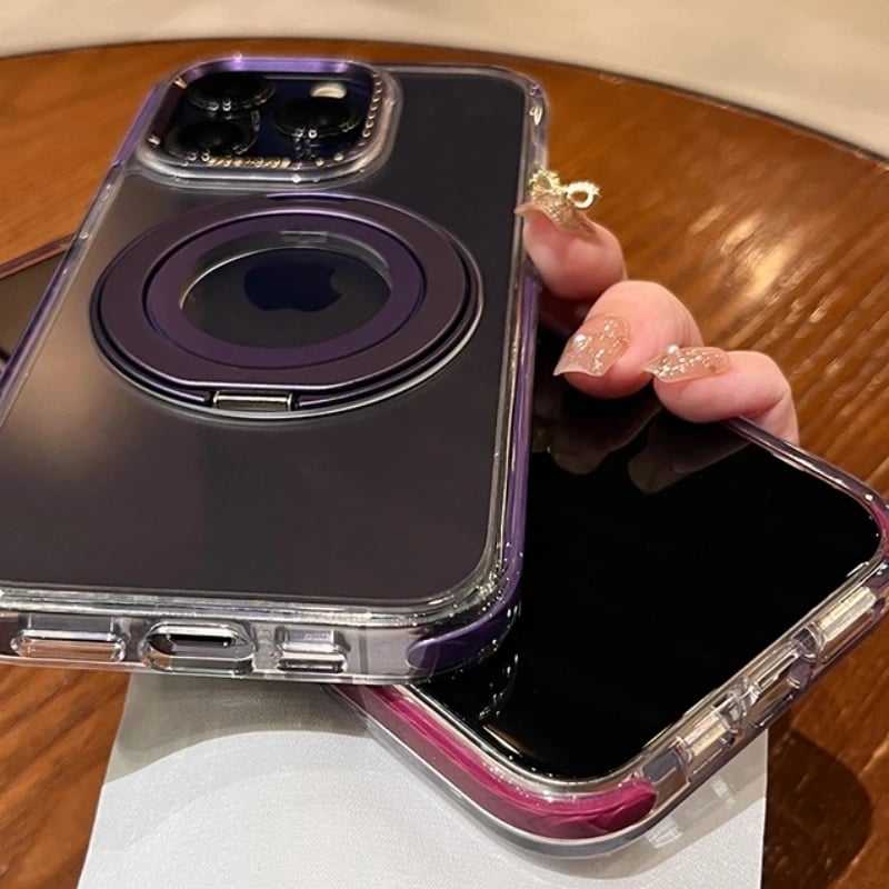 Luxury Magsafe Magnetic Transparent 360°Rotating Holder Stand Phone Case