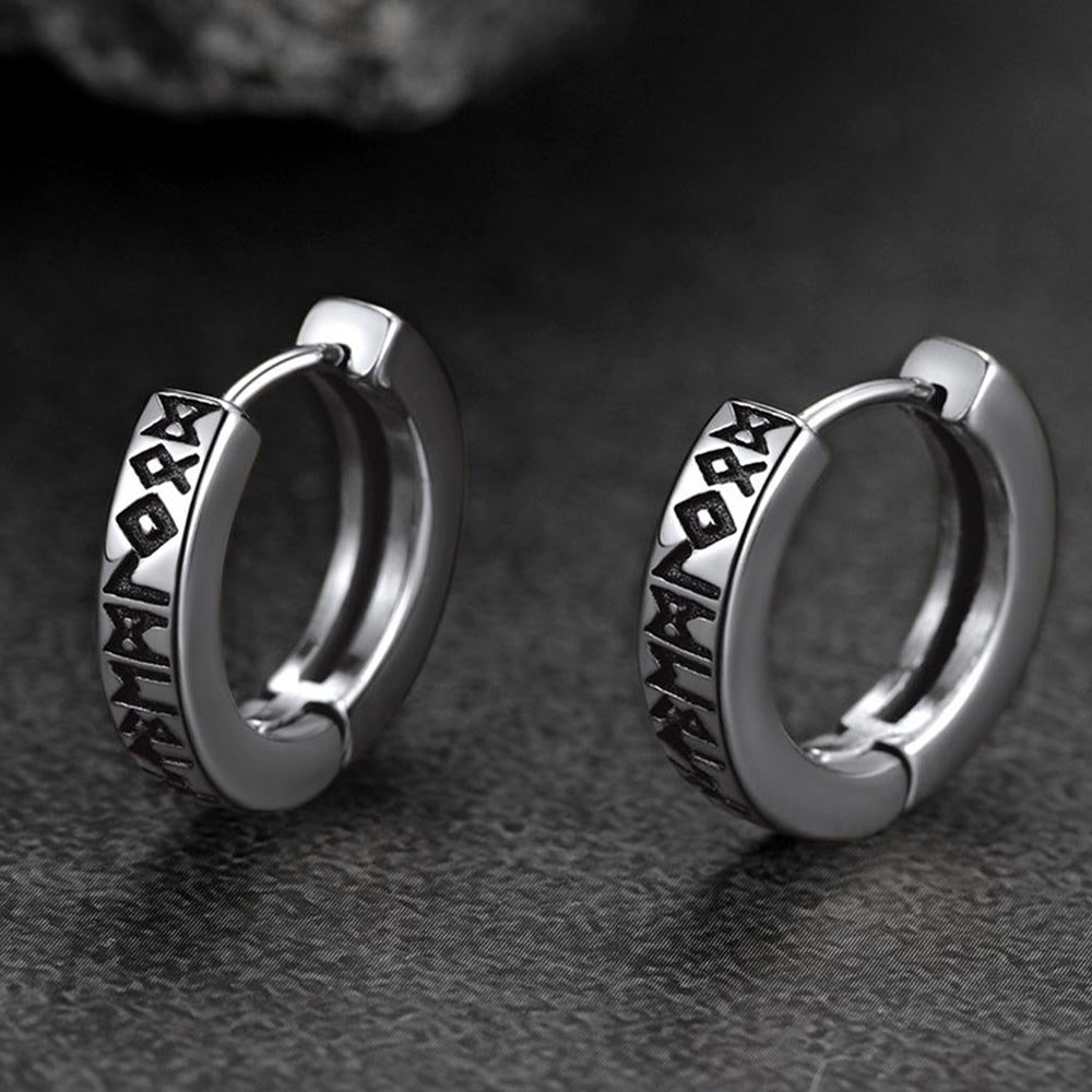 【Buy 1 Get 1 Free】Norse Viking Runes Hoop Earrings For Men