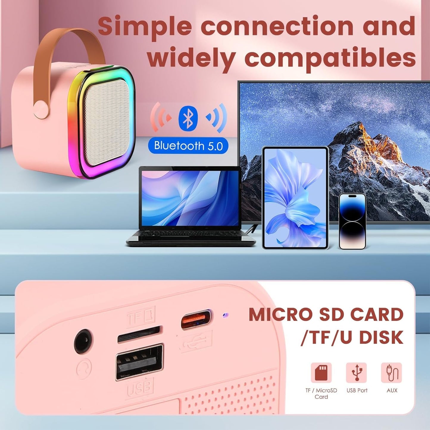 🎵Mini Karaoke Machine for Kids with Wireless Microphones