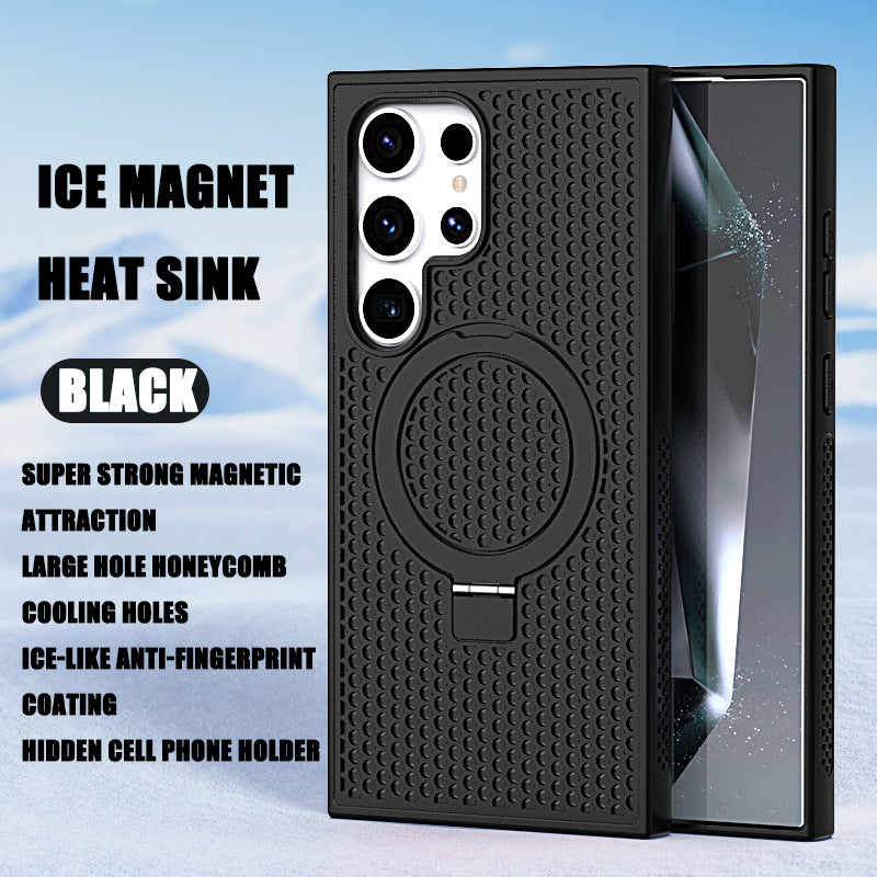 Suitable For Samsung S24/S23/S22 Mobile Phone Case Cooling Magnetic Bracket Breathable Honeycomb