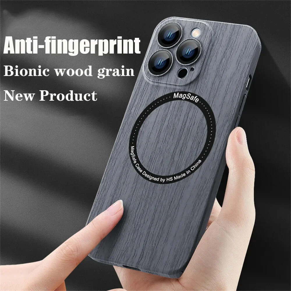 Wood grain magnetic phone case