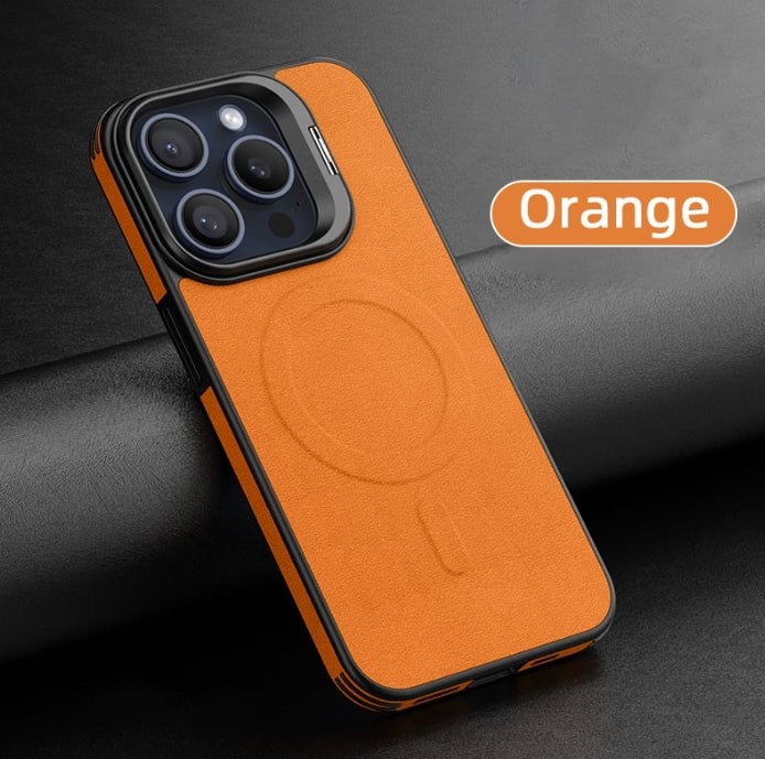 Premium matte leather magnetic charging protective case