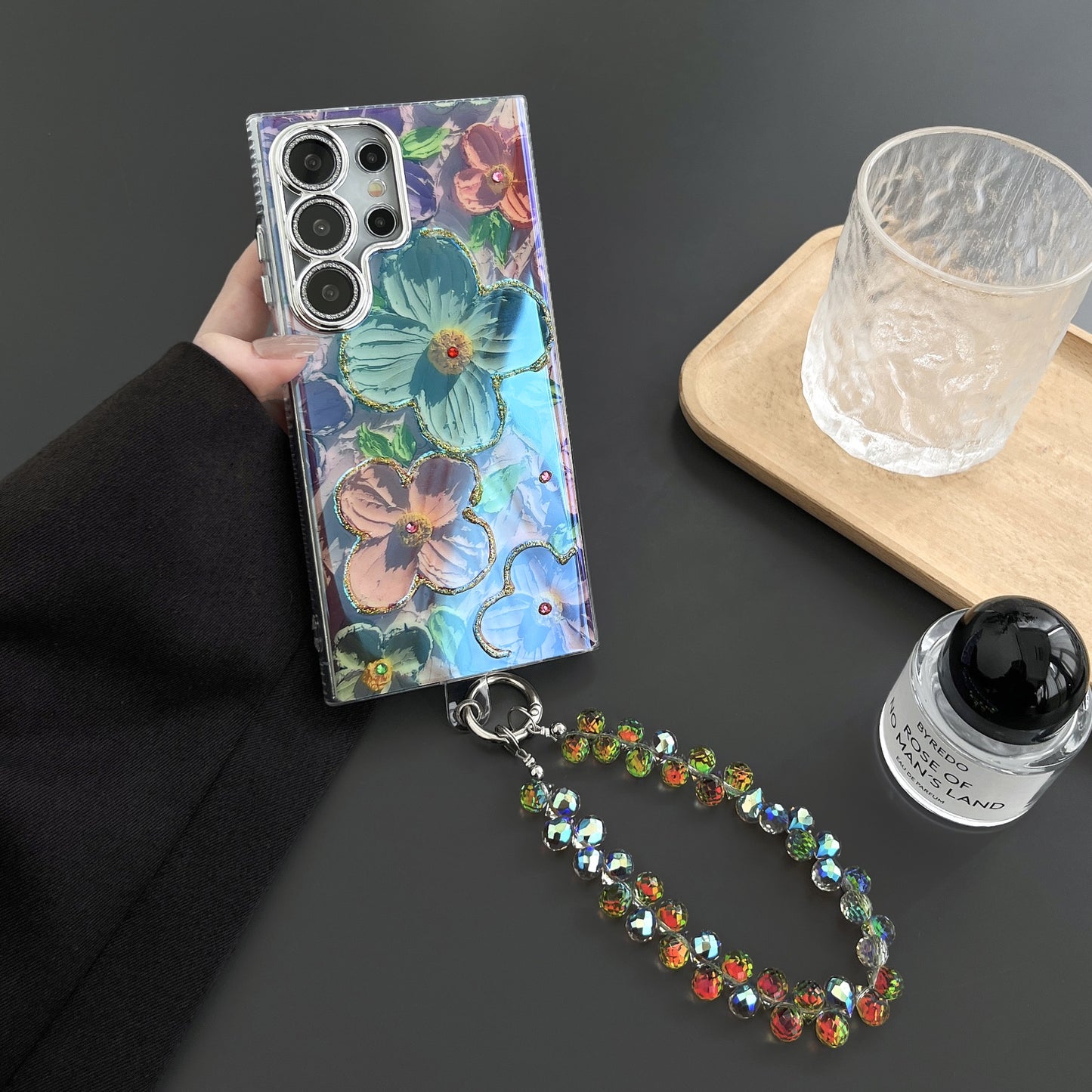 Oil Painting Flower Lanyard Phone Case For Samsung