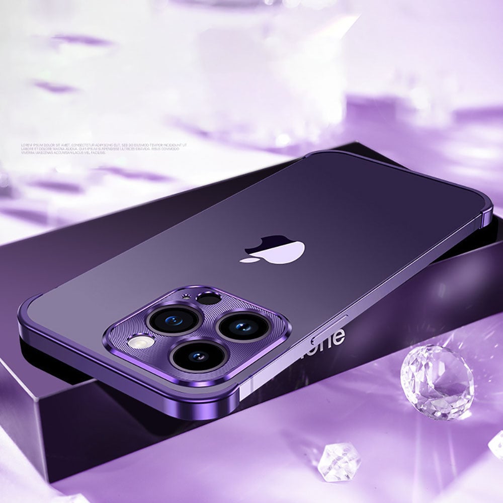 Metal Corner Pad True Frameless Anti-Fall Phone Case For iPhone for IPhone 16 15 14 13 12 Pro max plus