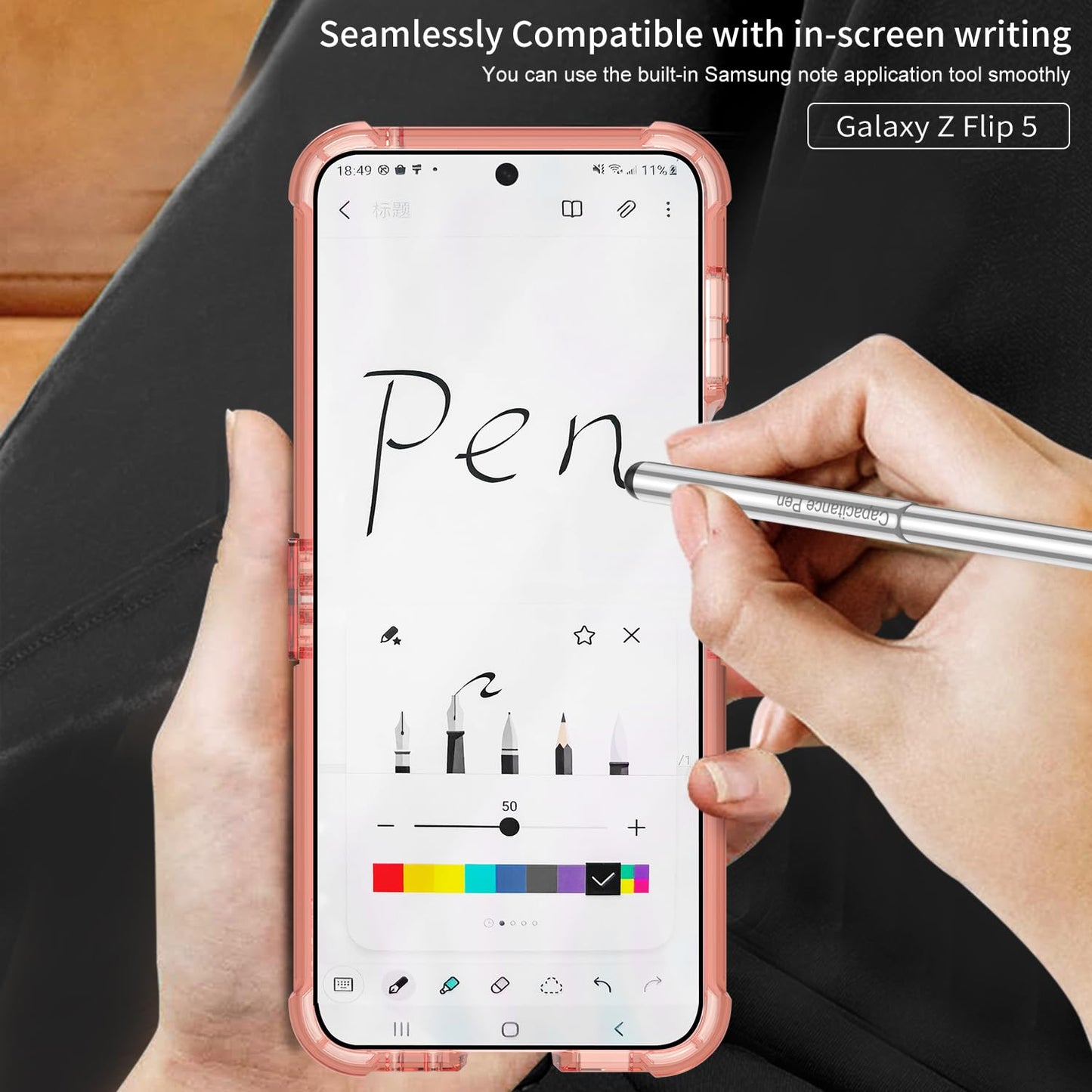 Suitable For Samsung ZFlip/4/5/6 MagSafe Magnetic Transparent Ring Airbag Phone Case