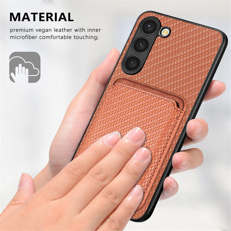 Magnetic Card Fiber Phone Case For Samsung