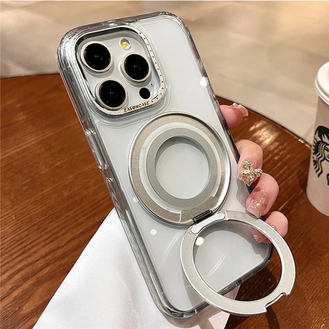 Luxury Magsafe Magnetic Transparent 360°Rotating Holder Stand Phone Case