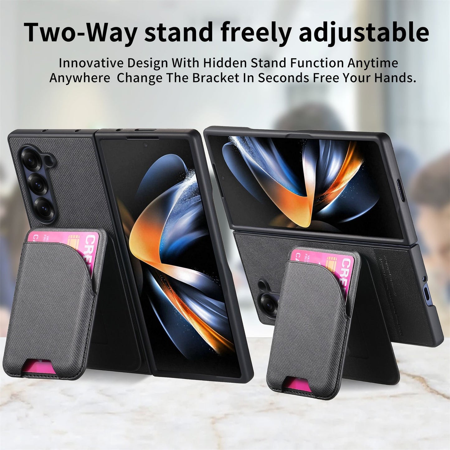 Folding Stand Magnetic Card Holder Spliced Phone Case For Samsung Z Fold3/4/5/6