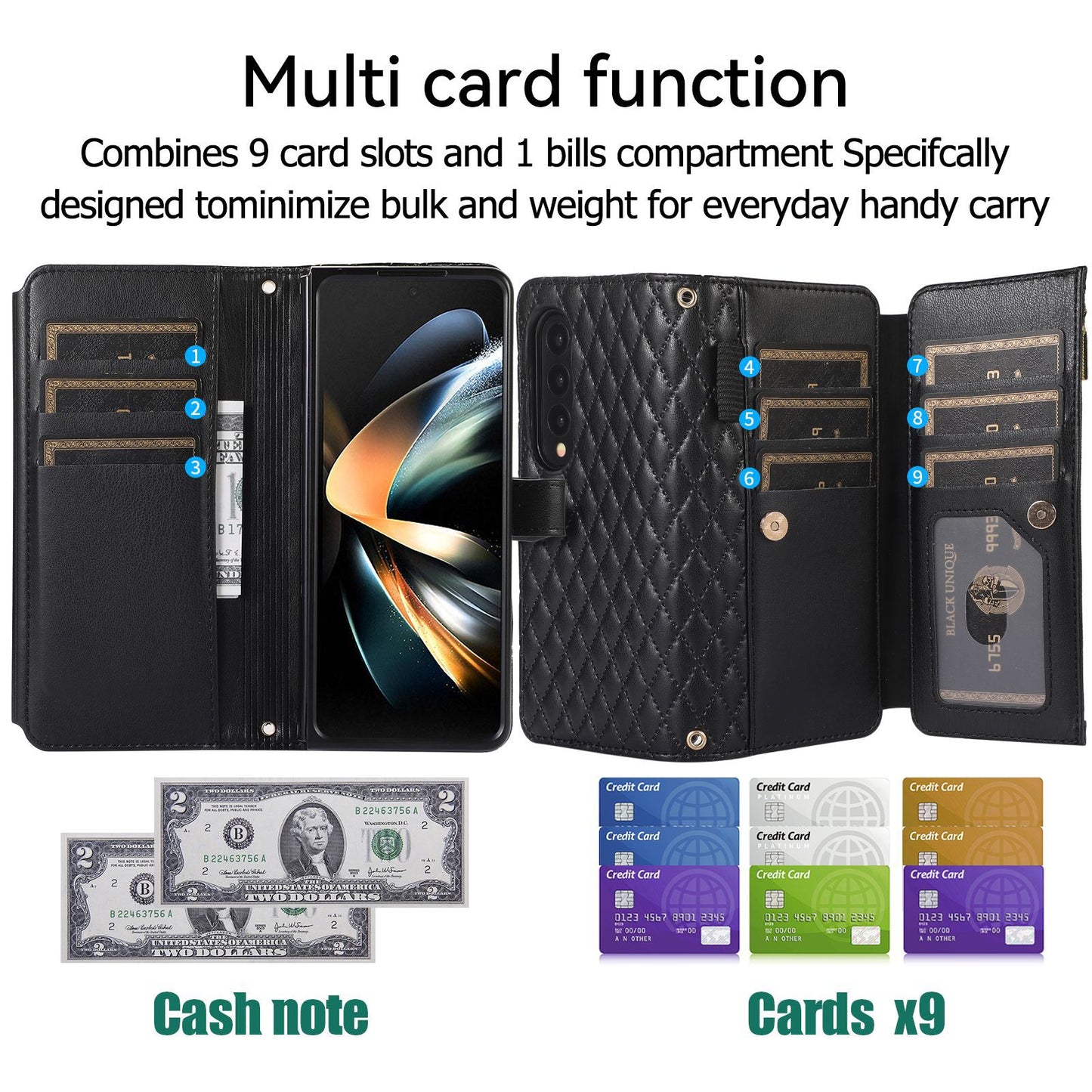 Lanyard Crossbody Rhombic Flip Wallet Case For Samsung Galaxy Z Fold4 Fold3 5G