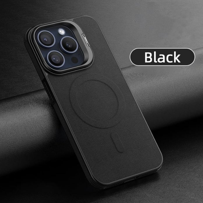 Premium matte leather magnetic charging protective case