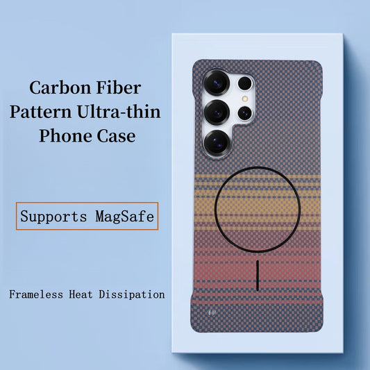 Ultra-Slim Carbon Fiber Texture MagSafe Case – Frameless & Washable Design