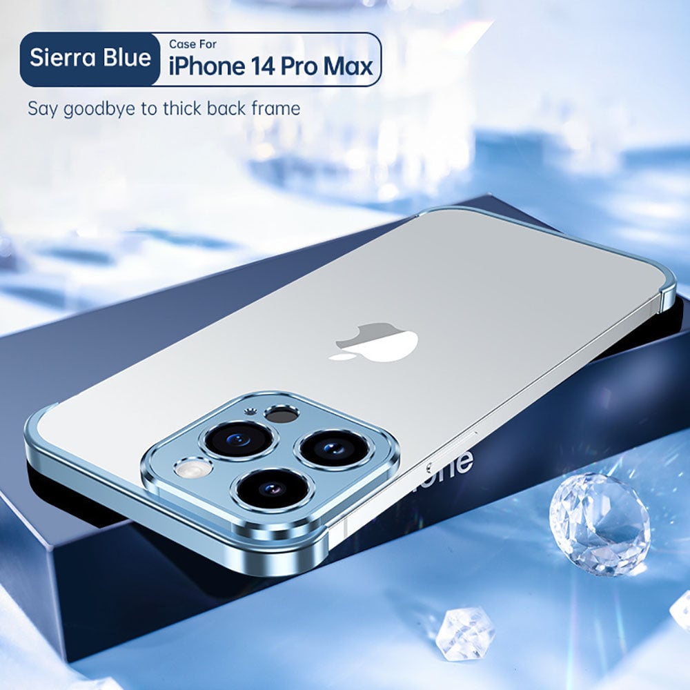 Metal Corner Pad True Frameless Anti-Fall Phone Case For iPhone for IPhone 16 15 14 13 12 Pro max plus