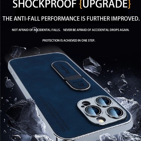 Plain leather ring holder mobile phone case suitable for Apple series