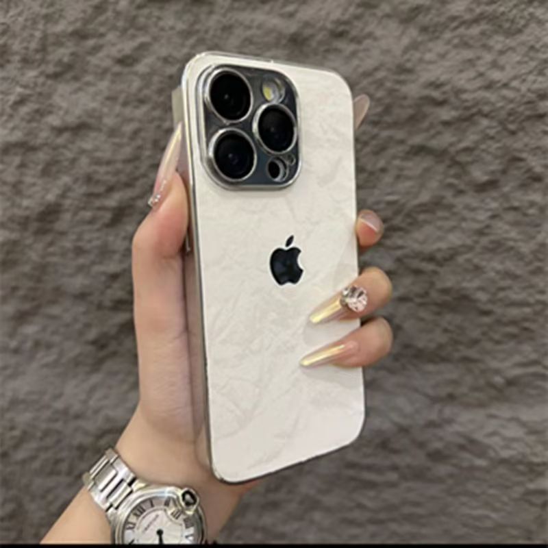 Flannel electroplated silver edge iPhone protective case