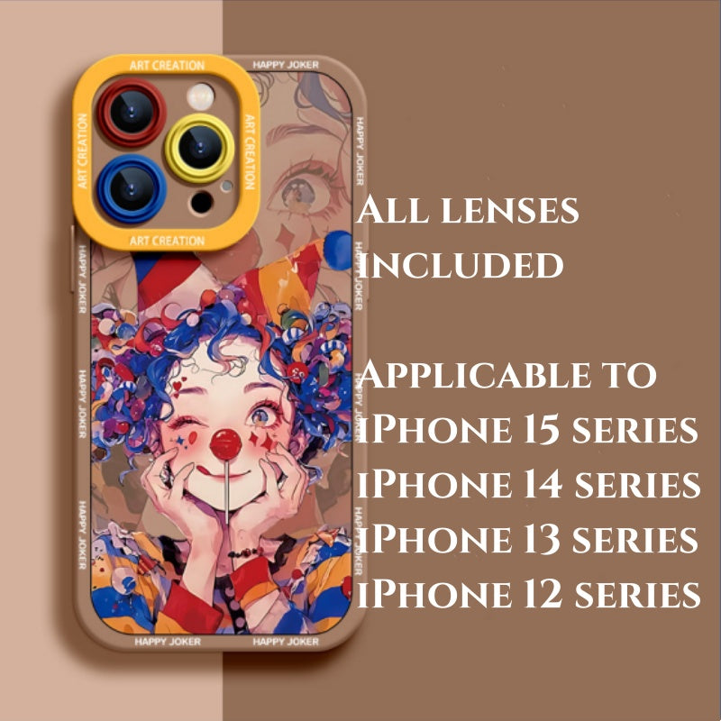 New Candy Eating Clown Lanyard Soft Protective Cover Liquid Silicone Phone Case