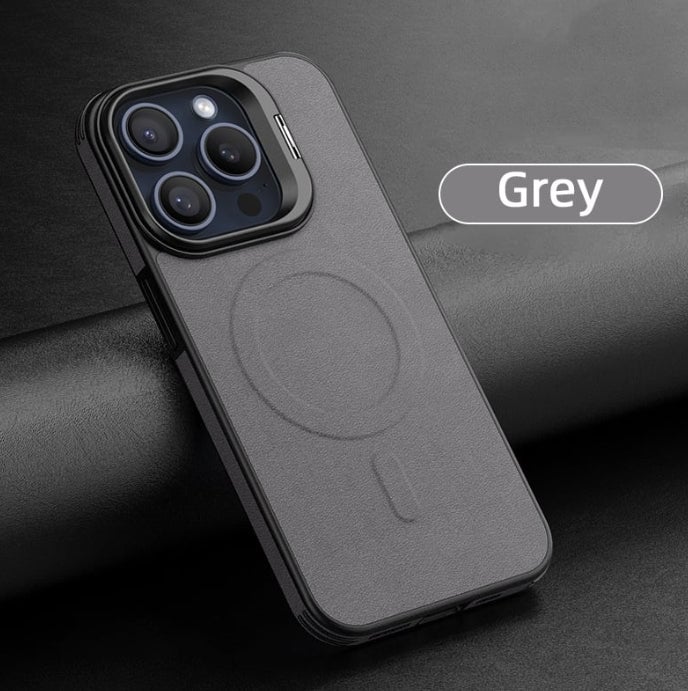 Premium matte leather magnetic charging protective case