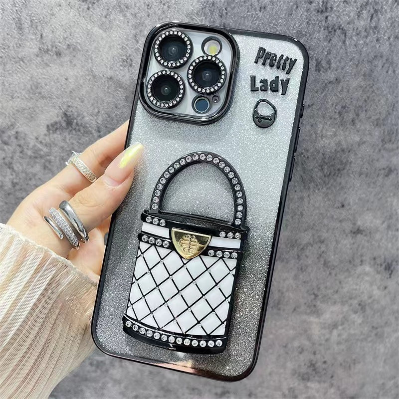 Comes with lens film flash diamond holder makeup mirror iPhone protective case