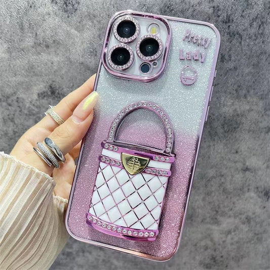 Comes with lens film flash diamond holder makeup mirror iPhone protective case