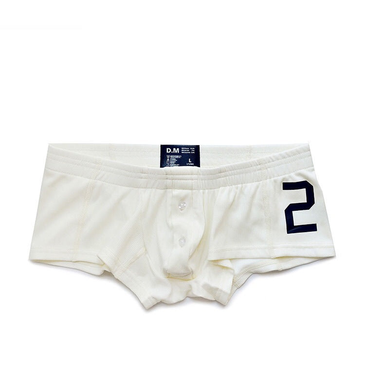 Men's sexy simple boxer briefs solid color button convex bag boxer briefs