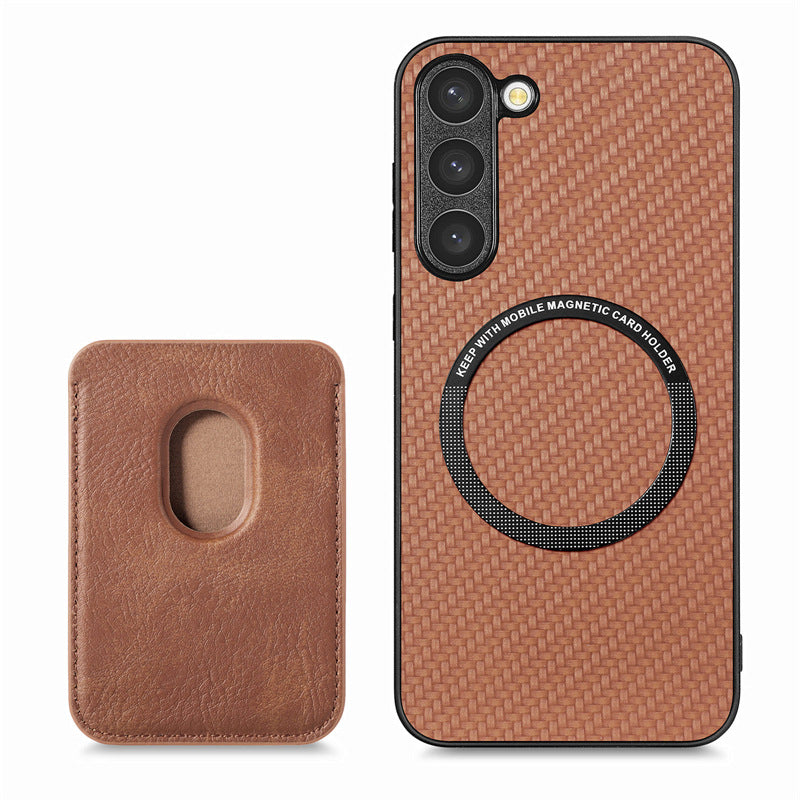 Magnetic Card Fiber Phone Case For Samsung