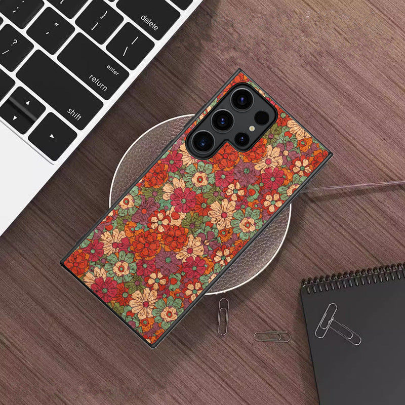 Retro Ethnic Style Floral Leather Phone Case For Samsung