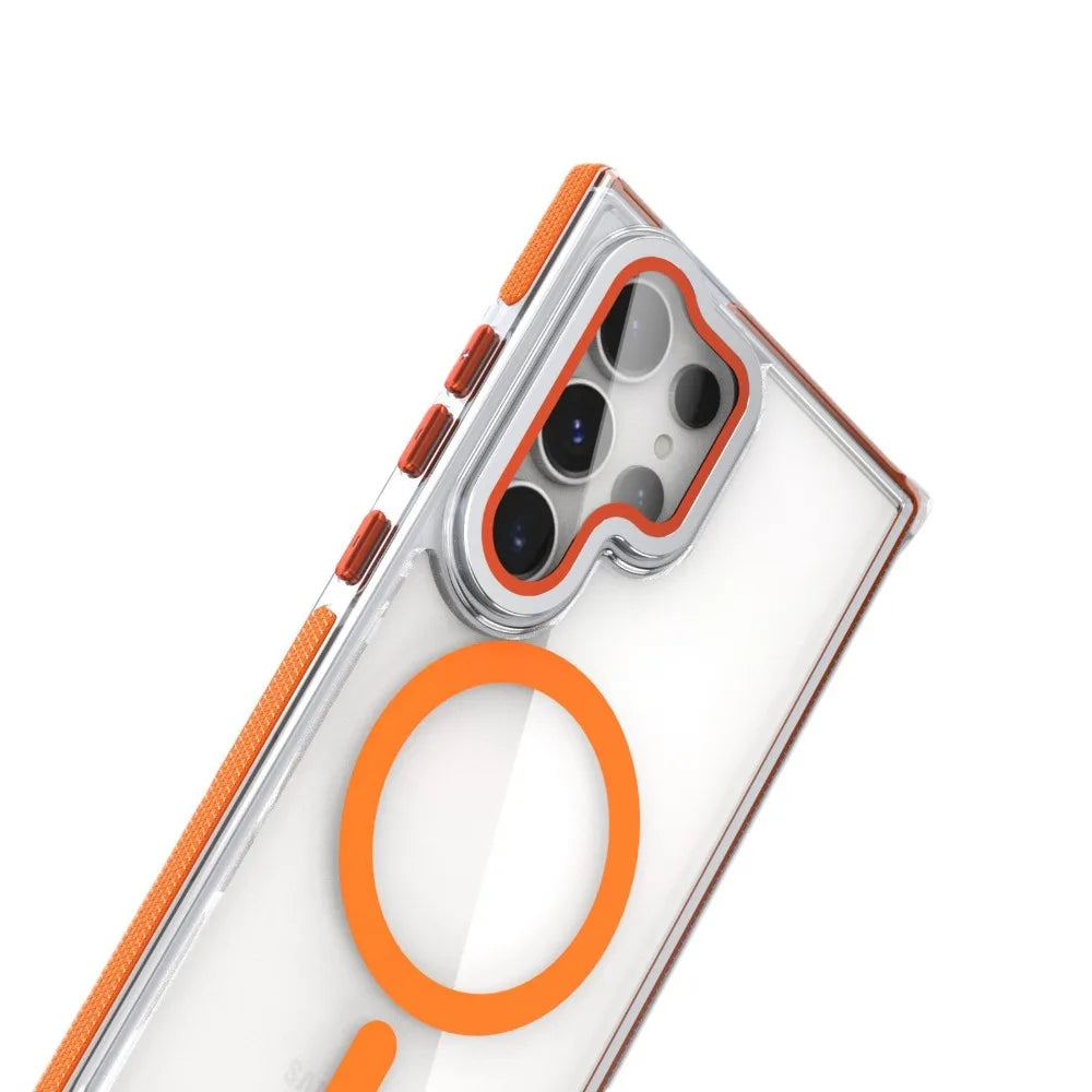 2025 New Transparent Phone Case for Samsung Galaxy S25/S24/S23/S22 Ultra Magnetic Bracket Cover
