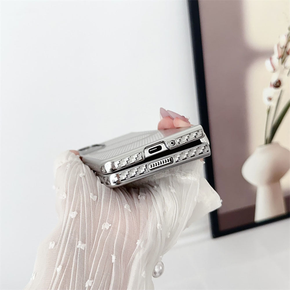 Newest Electroplating Transparent Carbon Fiber Pattern Magnetic Folding Phone Case For Samsung Galaxy Z Fold