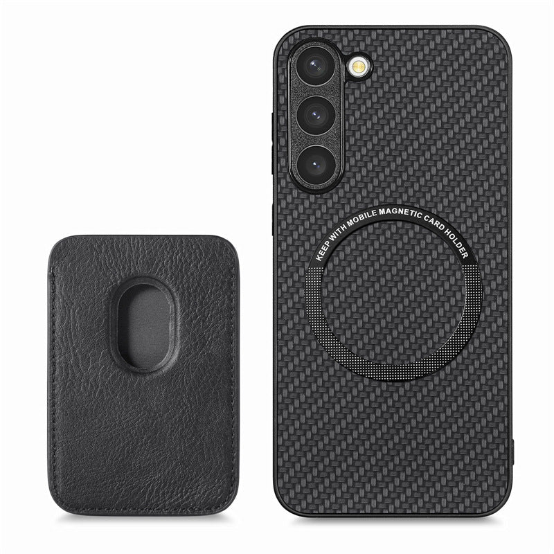 Magnetic Card Fiber Phone Case For Samsung