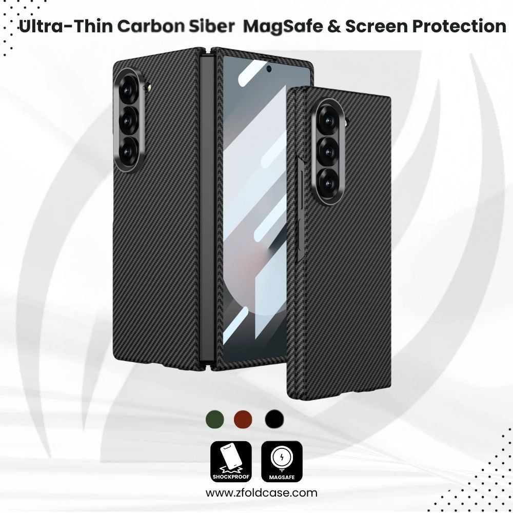 Razor-Thin Carbon Fiber Z Fold 7, 6,5  MagSafe & HD Screen Protection Case