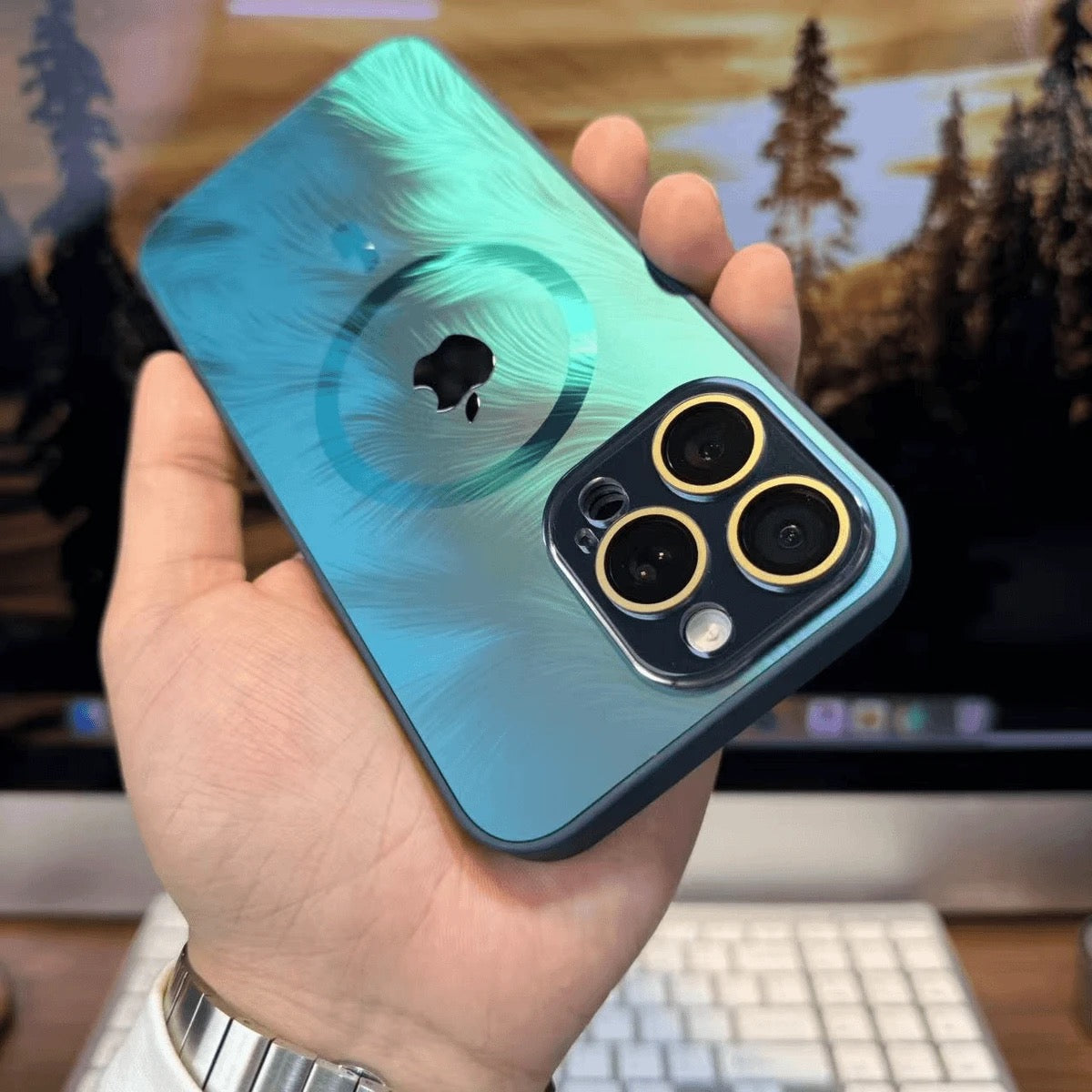 Gradient Feather AG Frosted Magnetic Phone Case