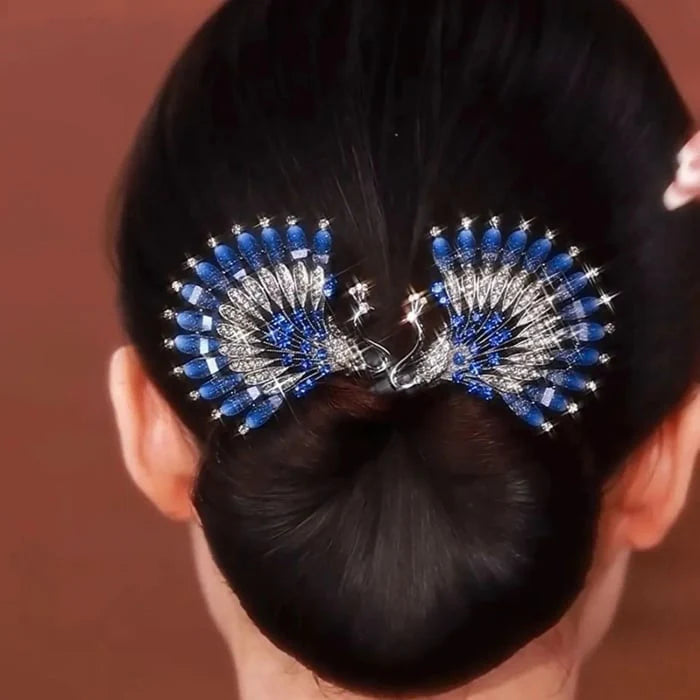 "Peacock Display" Angel Wings Elegant Hair Bun Maker