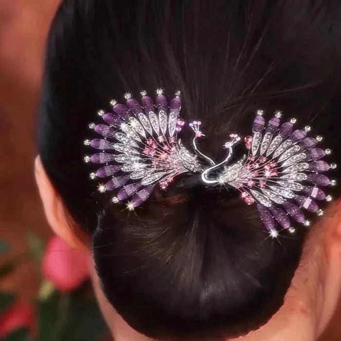 "Peacock Display" Angel Wings Elegant Hair Bun Maker