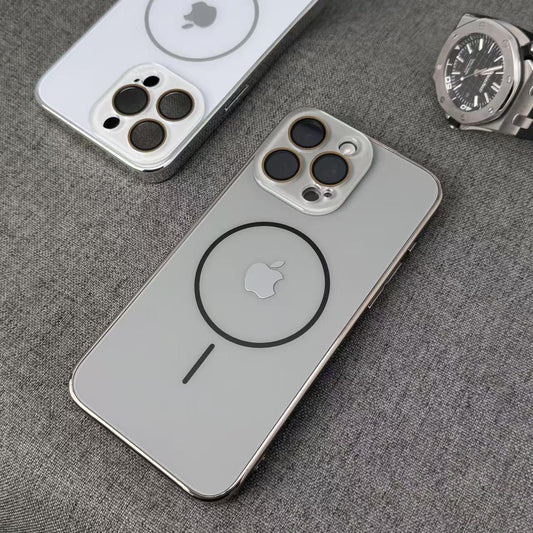 Crystal Lens Film Electroplating Frosted Magnetic IPHONE Protective Case
