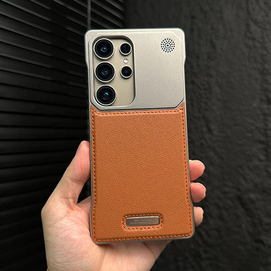 Metal Inner Skeleton Leather Case Cover for Samsung S Series