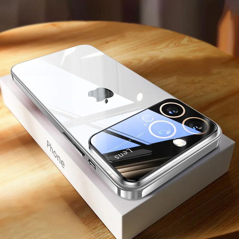 Luxury Plating Clear Hard PC Glass Lens Camera Protection Case For iPhone 15 Series