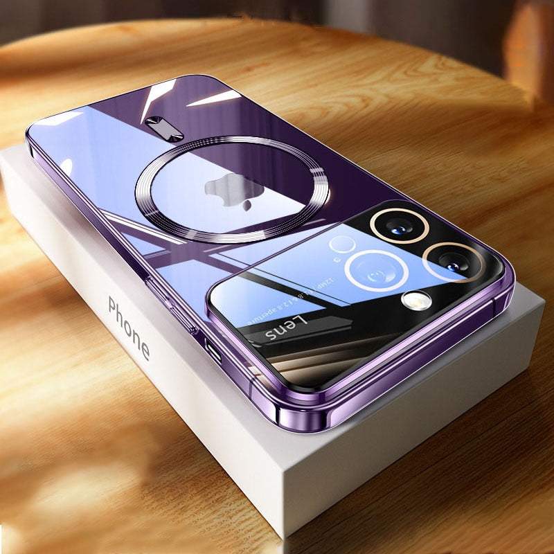 Large Window Magnetic Clear Case For iPhone 15 Series