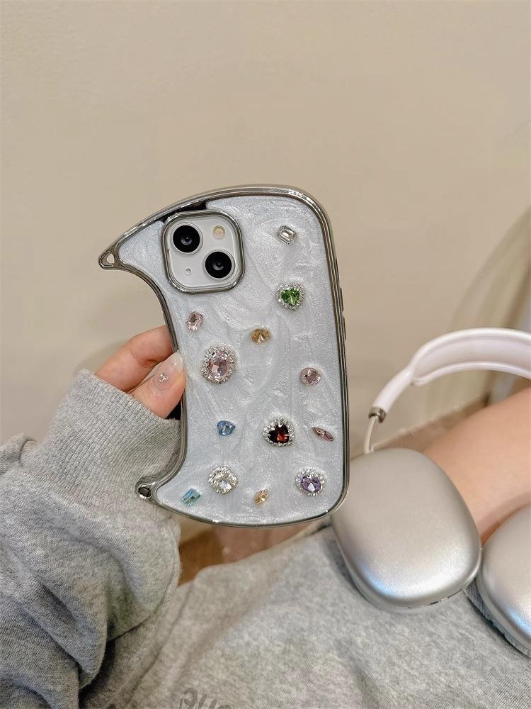 Luxury 3D Gemstone Apple Phone Case Handbag with Strap Drop Protection Cover