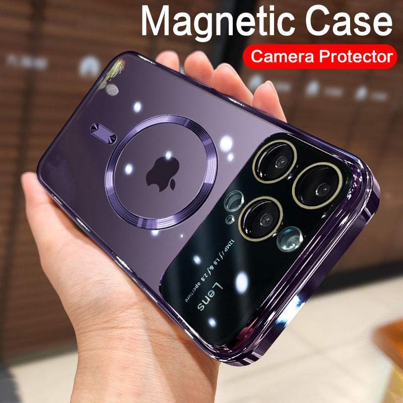 Large Window Magnetic Clear Case For iPhone 15 Series