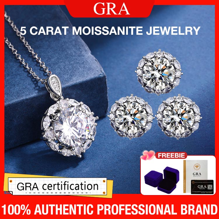 Shining all day - 5 carat moissanite jewelry Set - GRA certificate, free gift box