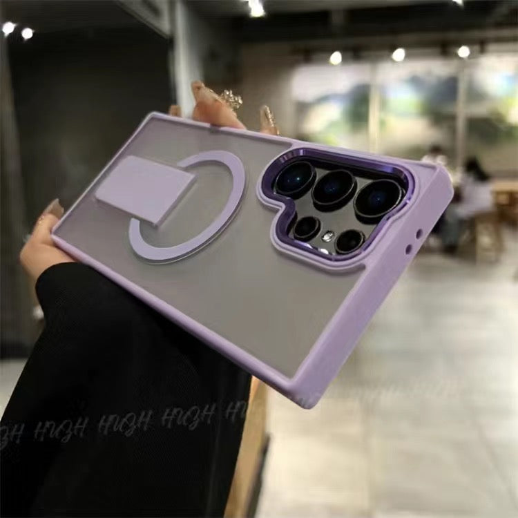 New Samsung S24 Series Magnetic Bracket Skin-feel Phone Case