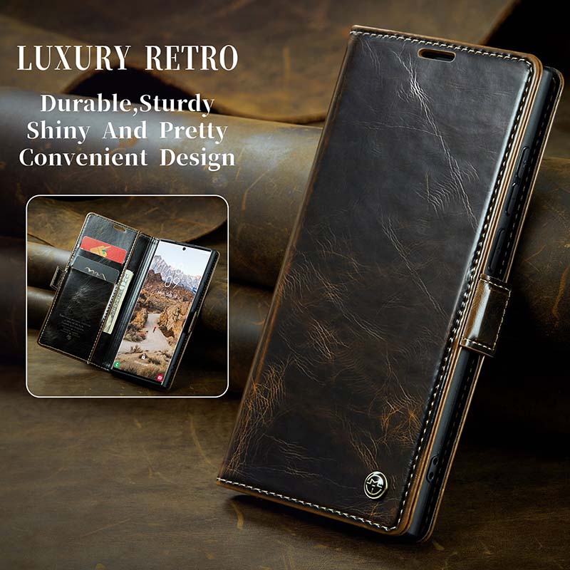 Luxury Flip Leather Phone Case for Galaxy S24 Ultra/S23 Ultra/S22 Ultra