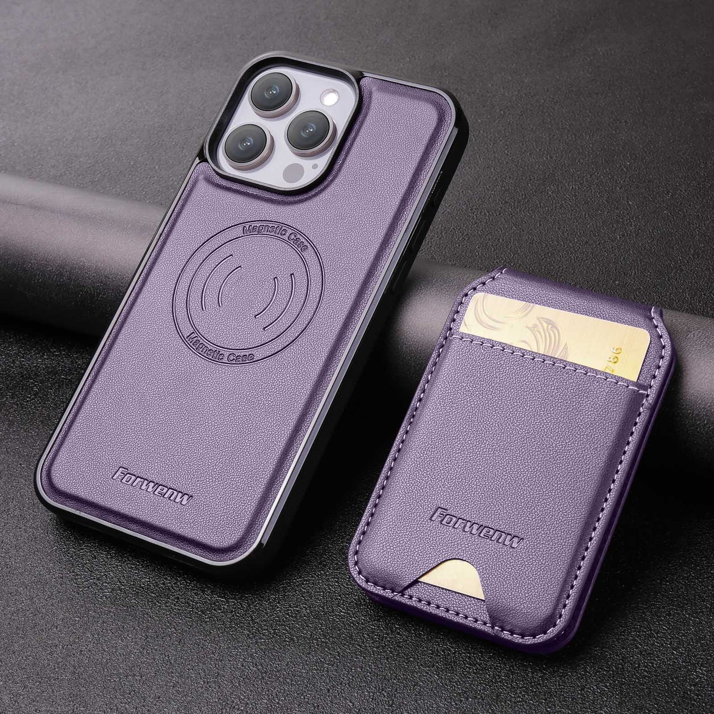 Executive Leather Cardholder Phone Case – Magnetic Charging & Built-In Stand