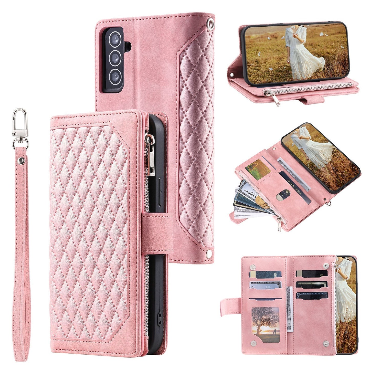 New Zipper Wallet Leather Phone Case for Samsung S Series