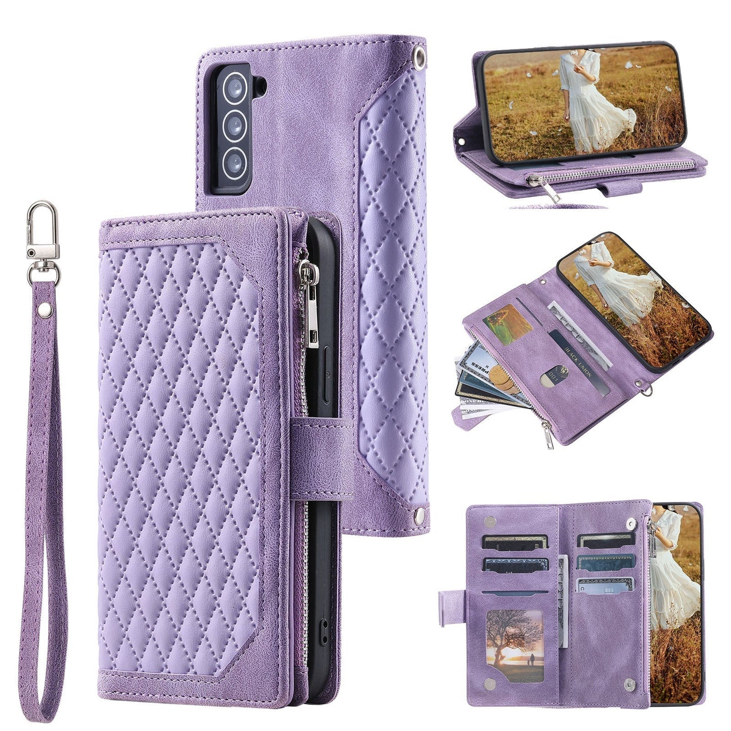 New Zipper Wallet Leather Phone Case for Samsung S Series