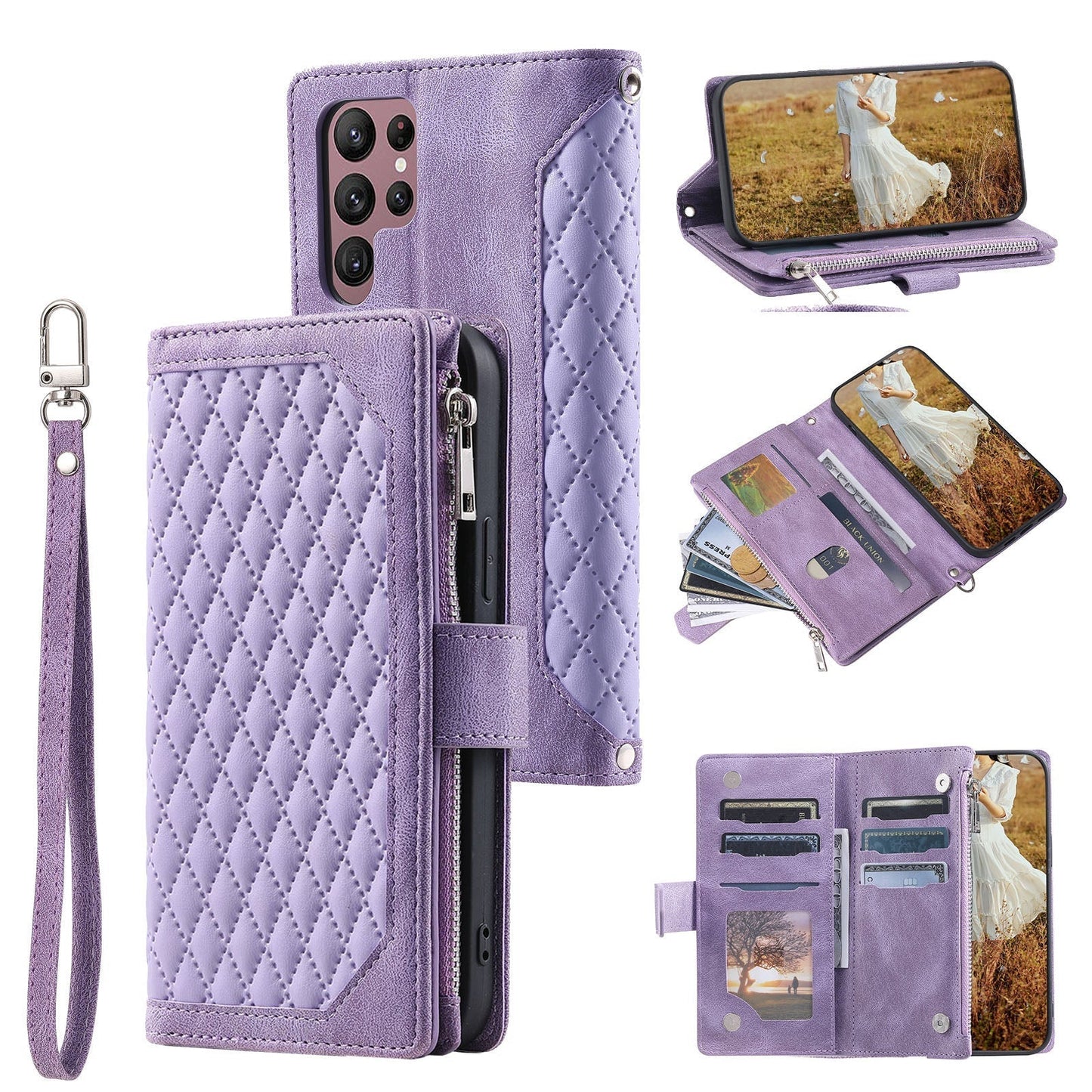 New Zipper Wallet Leather Phone Case for Samsung S Series