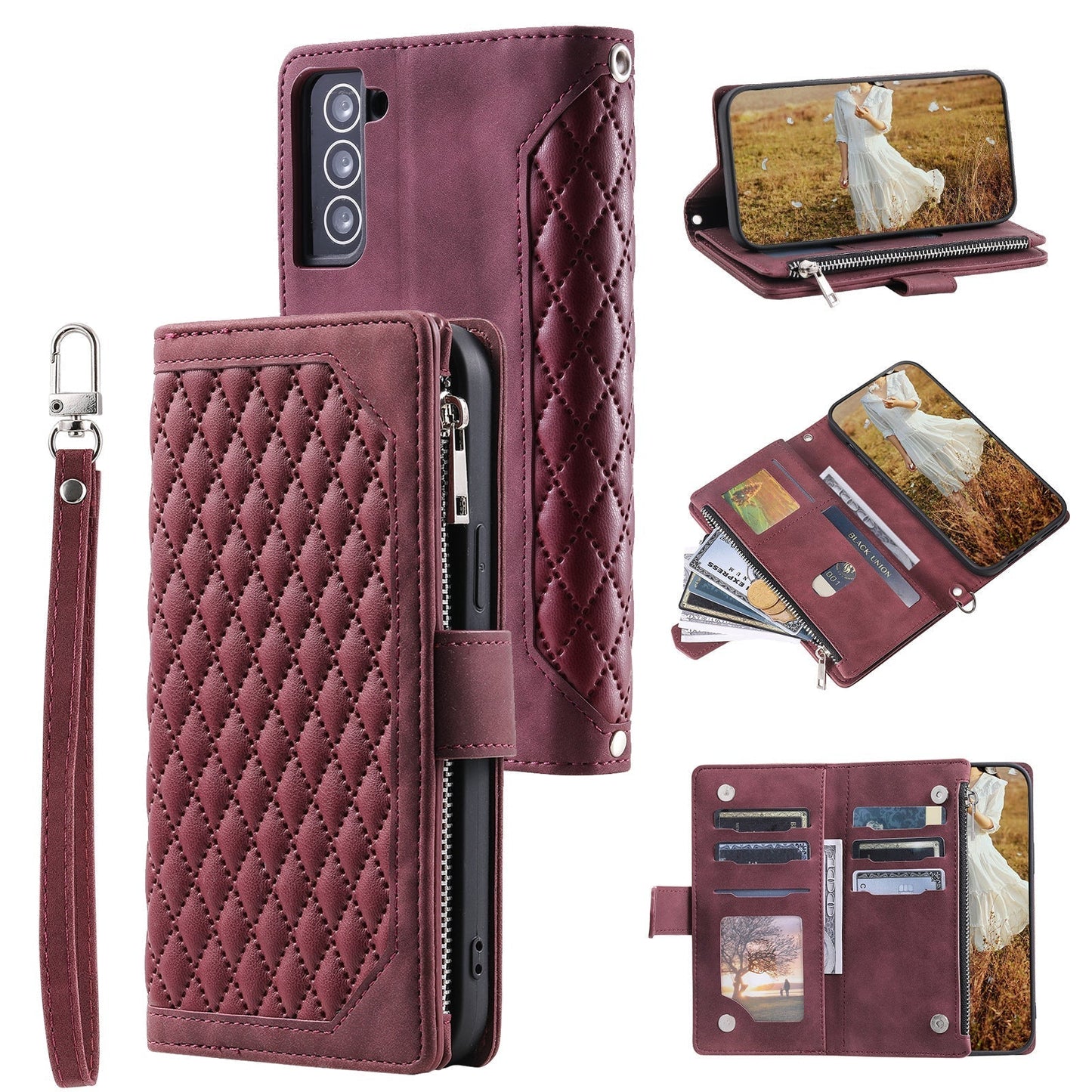 New Zipper Wallet Leather Phone Case for Samsung S Series